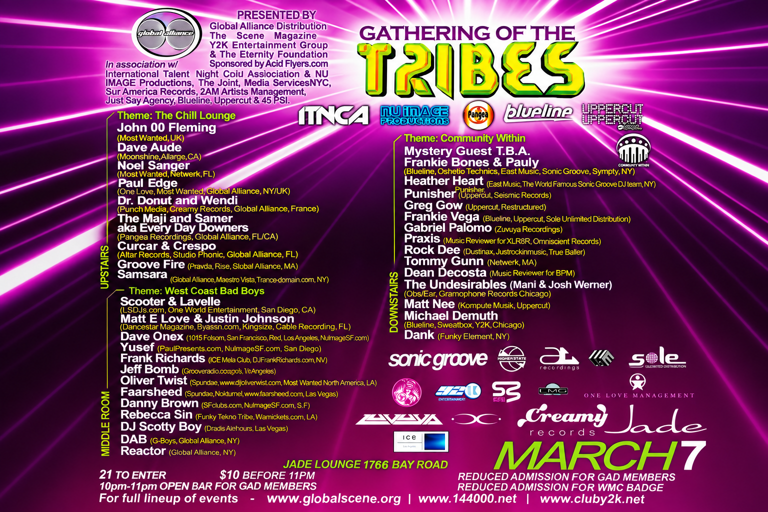 Gathering of the Tribes Club Jade Day 1 Winter Music Conference 2004 lineup flyer — Club Jade, Miami Beach — March 7, 2004